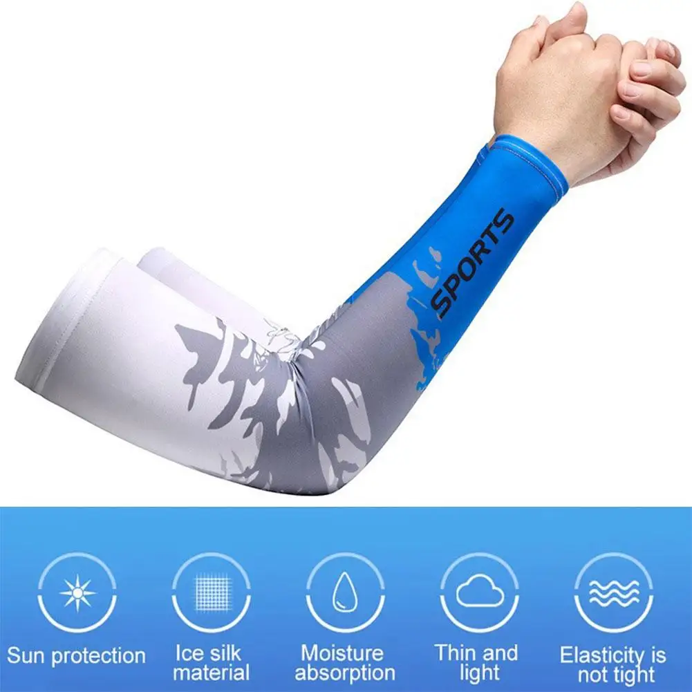 1 Pair Arm Sleeves Warmers Sports Sleeve Sun UV Protection Running Sleeve Cover Cycling Cooling Sports Fishing Hand Warmer E6L2