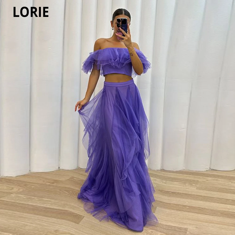 

LORIE A-line Two Pieces Evening Dresses Strapless Tiered Tulle Vestidos De Noche Party Dresses For Women Gala Robes De Soirée