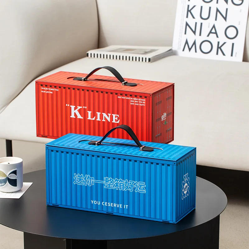 

Internet celebrity container gift box empty baking suitcase gift red shipping container The joy of sending you a container