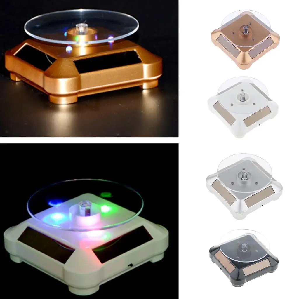 Solar Powered Rotary Display Stand Turn Table Changing Color Lights