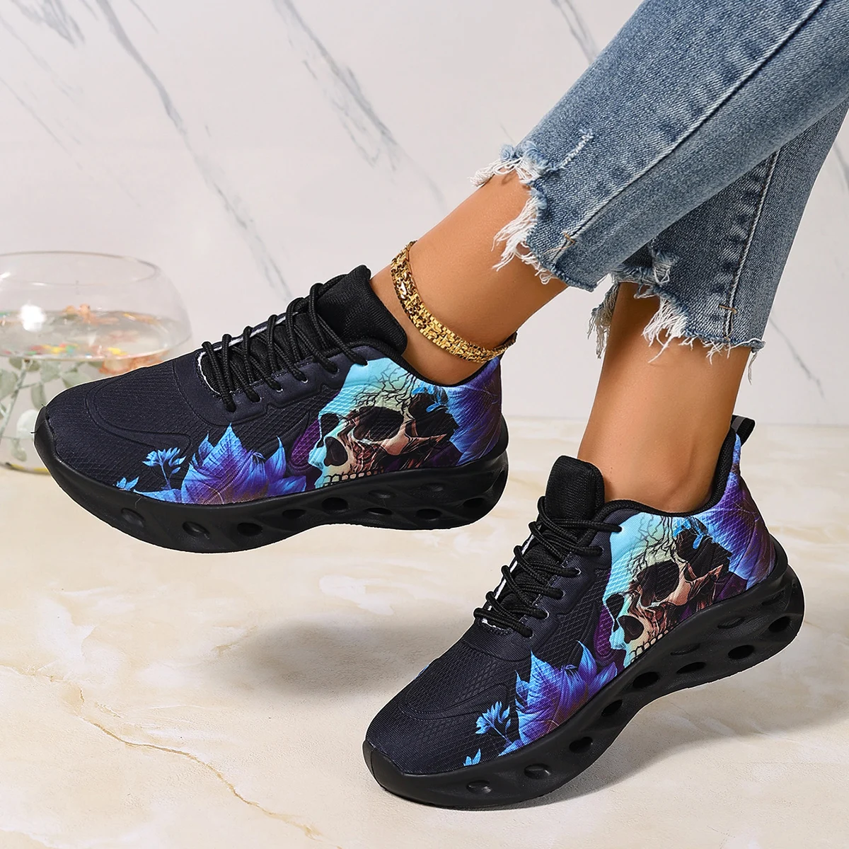 2025 Fashionable Breathable Sports Casual Shoes Anti-Slip Shock-Absorbing Running Shoes Mesh Shoes Halloween Women's Shoes 36-42
