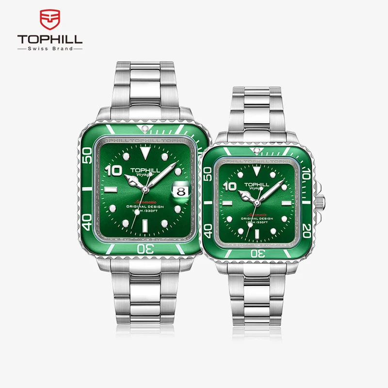 TOPHILL Couple watches Luminous Watches Gift 100M Waterproof Automatic Movement 316L Stainless Steel Christmas present