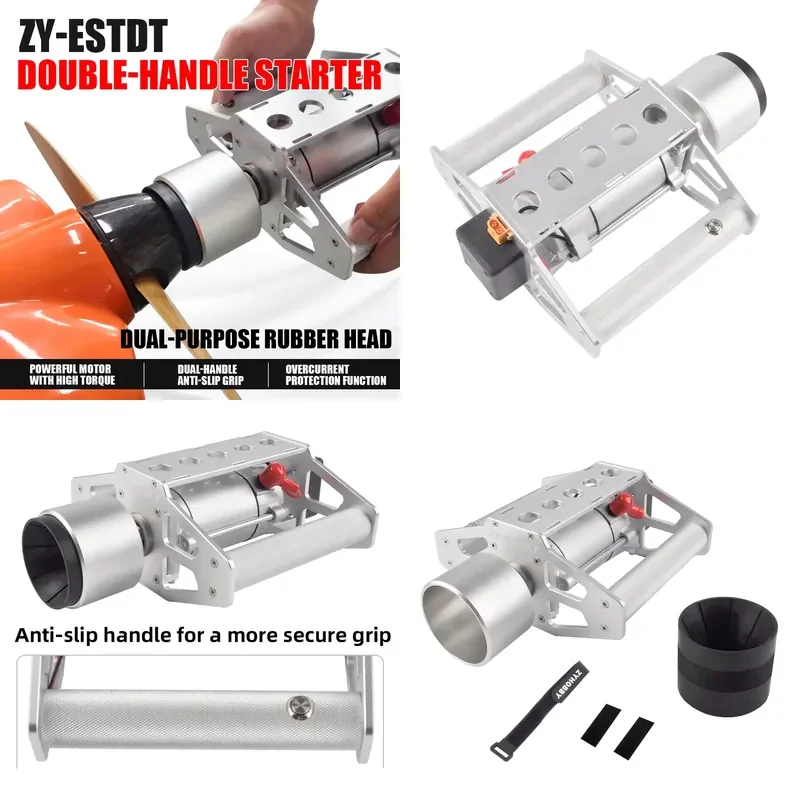 Brand For Upgraded CNC Aluminum DOUBLE-HANDLE Starter for 80CC-250CC RC Airplane