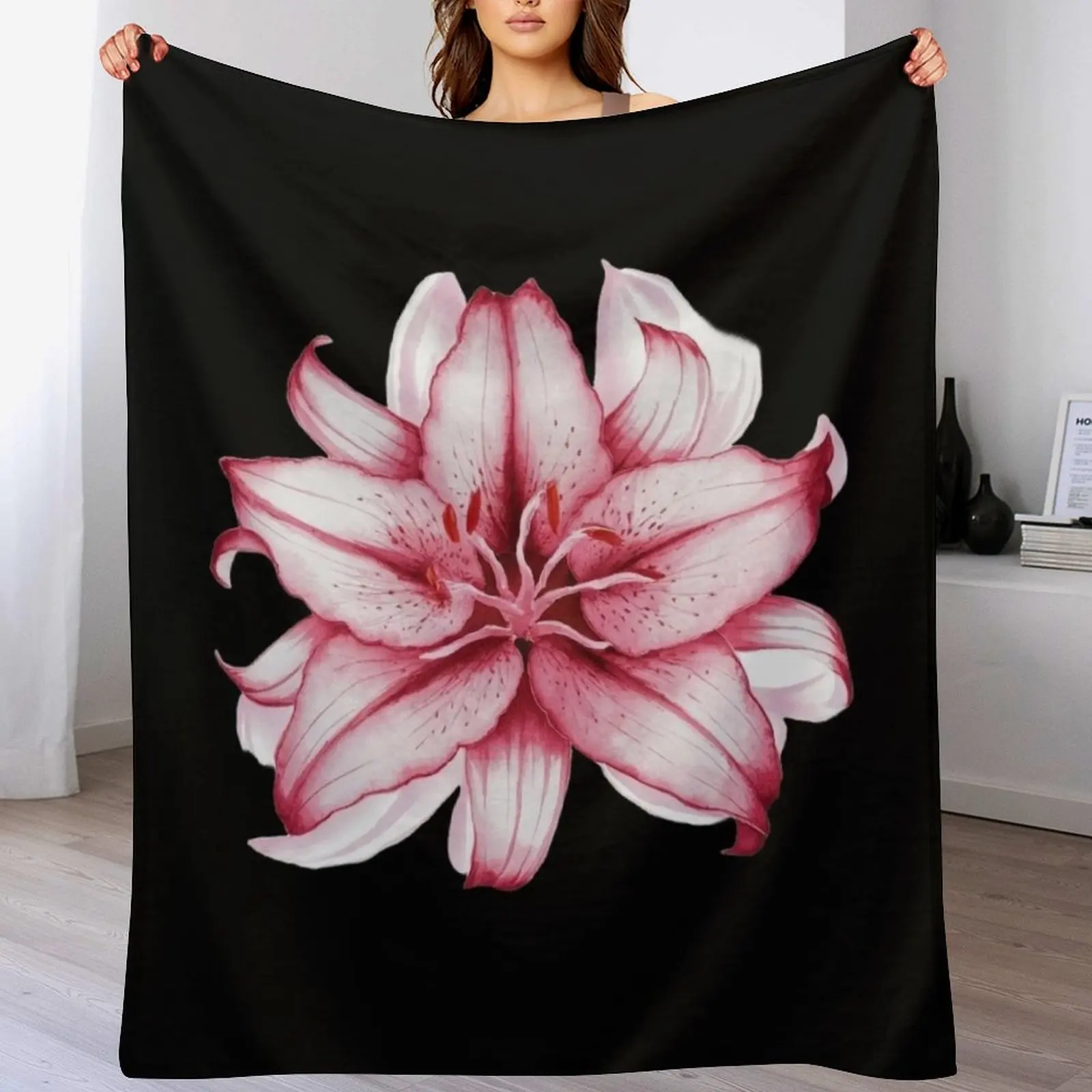 

Stargazer Lily Throw Blanket Plaid on the sofa Luxury St Comforter Bed covers Blankets