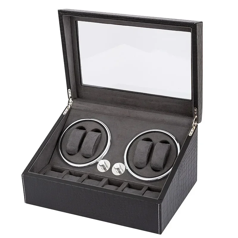 Mechanical Watches Display Organizer Boxes Gift Silent Watch Winder for Automatic Watches Led Rotating Winder Watch Box Luxury