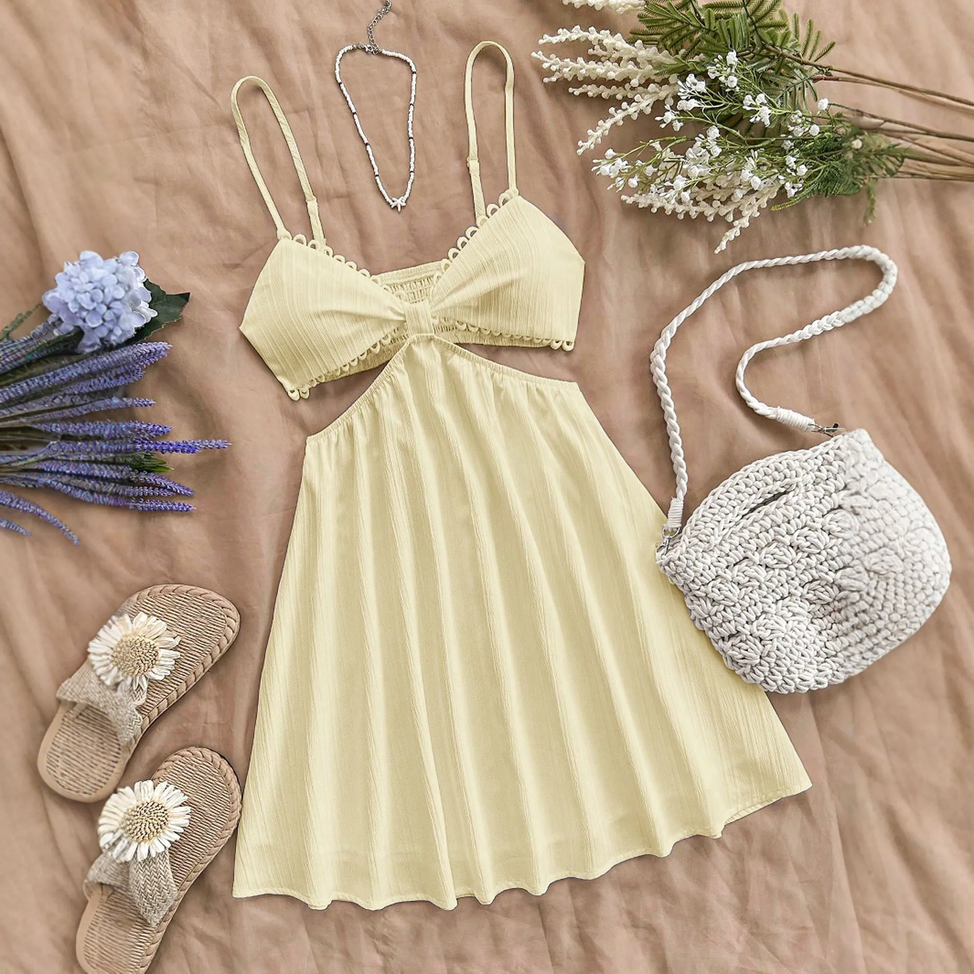 

Mia Muse Dresses Summer Hotsweet Chic Ruched Sleeveless V-Neck Mini Beach Style Shift Dresses For Women