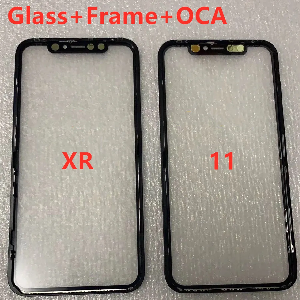 10PCS/LOT 3 in 1 Outer Glass + Frame + OCA Repair Replacement For iPhone 11 XR Screen Front  Touch Lens