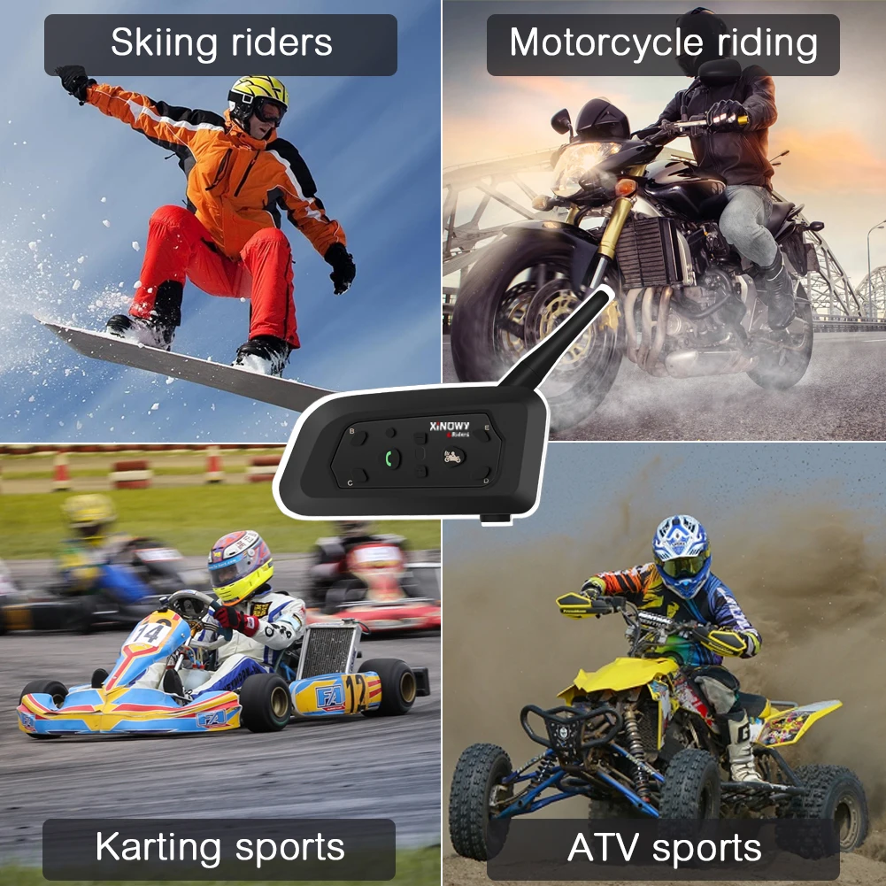 XINOWY-intercomunicador V6 Pro para casco de motocicleta, interfono con Bluetooth, 850mAh, 1200m, para 6 conductores