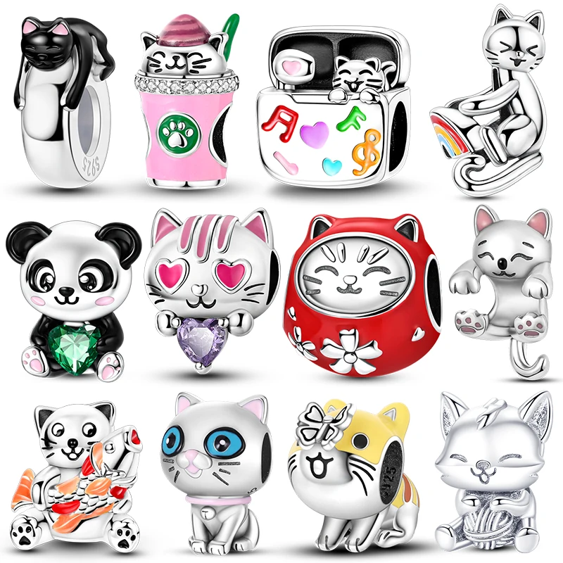 

2026 Новинка в оригинальной форме милого кота, очаровательная бусина, подходит для браслета 3 мм, ожерелья для женщин, подвеска, бусины, роскошные ювелирные изделия своими руками, подарок