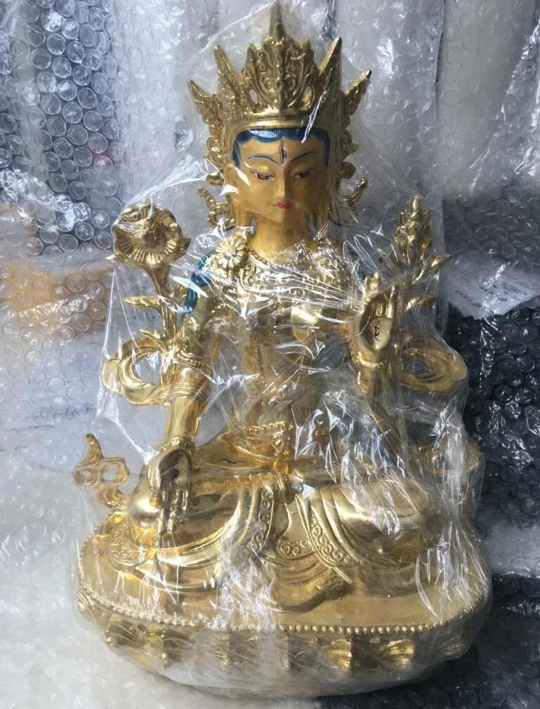 Free Shipping Rre Tibetan Buddhist bronze coated gold colourI Buddha statue 21cm/29cm