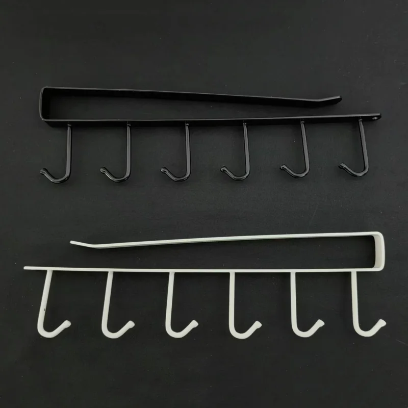 

Kitchen Iron Non-marking Nail-free Hooks Cabinet Storage Rack Multifunctional Wardrobe Door Organizer Six Rows Of Hooks
