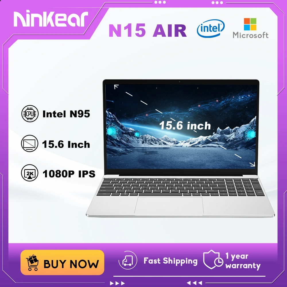 

Ninkear N15 AIR Laptop 15,6" IPS 1080P IPS Intel Celeron N95 3.4Ghz 12GB RAM 512GB SSD Gaming Office Windows 11 Notebooks