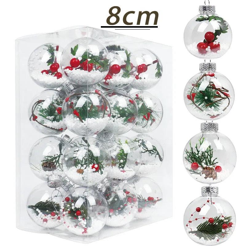 

24pcs 8cm Shatterproof Clear Christmas Ball Ornaments, PET Plastic Transparent Xmas Tree Baubles for Holiday Party Home Decor