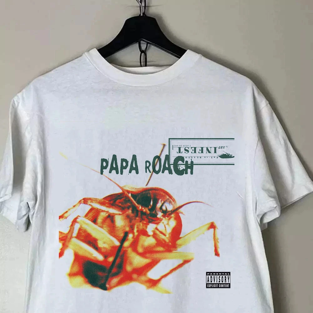 Camiseta do álbum 'Infest' da banda Papa Roach, camiseta branca de algodão, presente para fãs, camiseta casual para uso diário ao ar livre, camiseta estampada