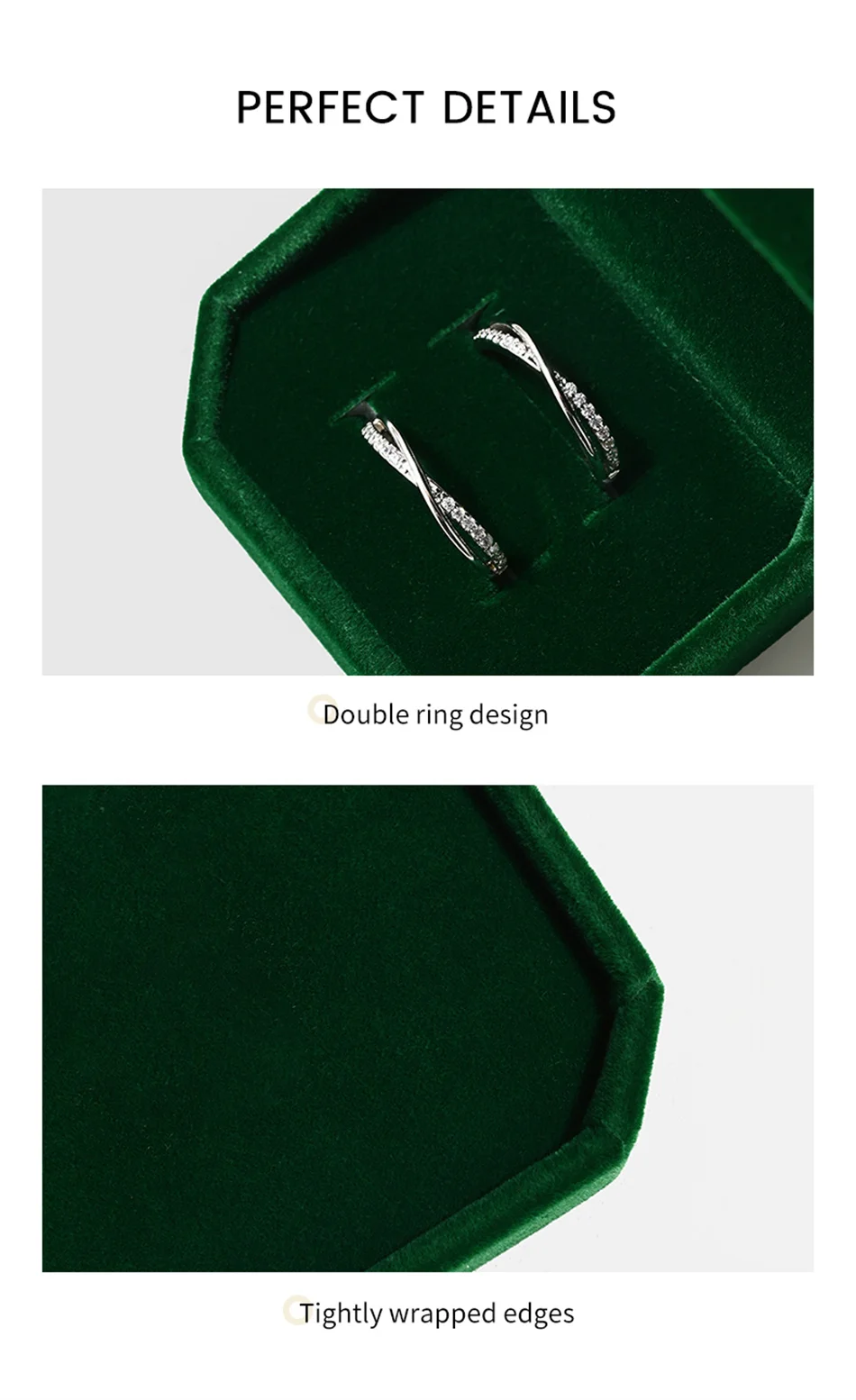 Oirlv Samt-Ringbox, Edelstein-Grün, Schmuckbox-Set, Hochwertige Verpackungsbox für Ringe, Ohrringe, Halsketten, Armbänder, Anpassbar – Detail 12