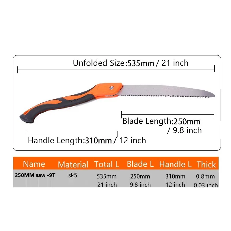 LiTuiLi Camping Saw Foldable Portable Secateurs 10 Inch Tree Pruner Trimmers Garden Tool for Woodworking Folding Hand Saw