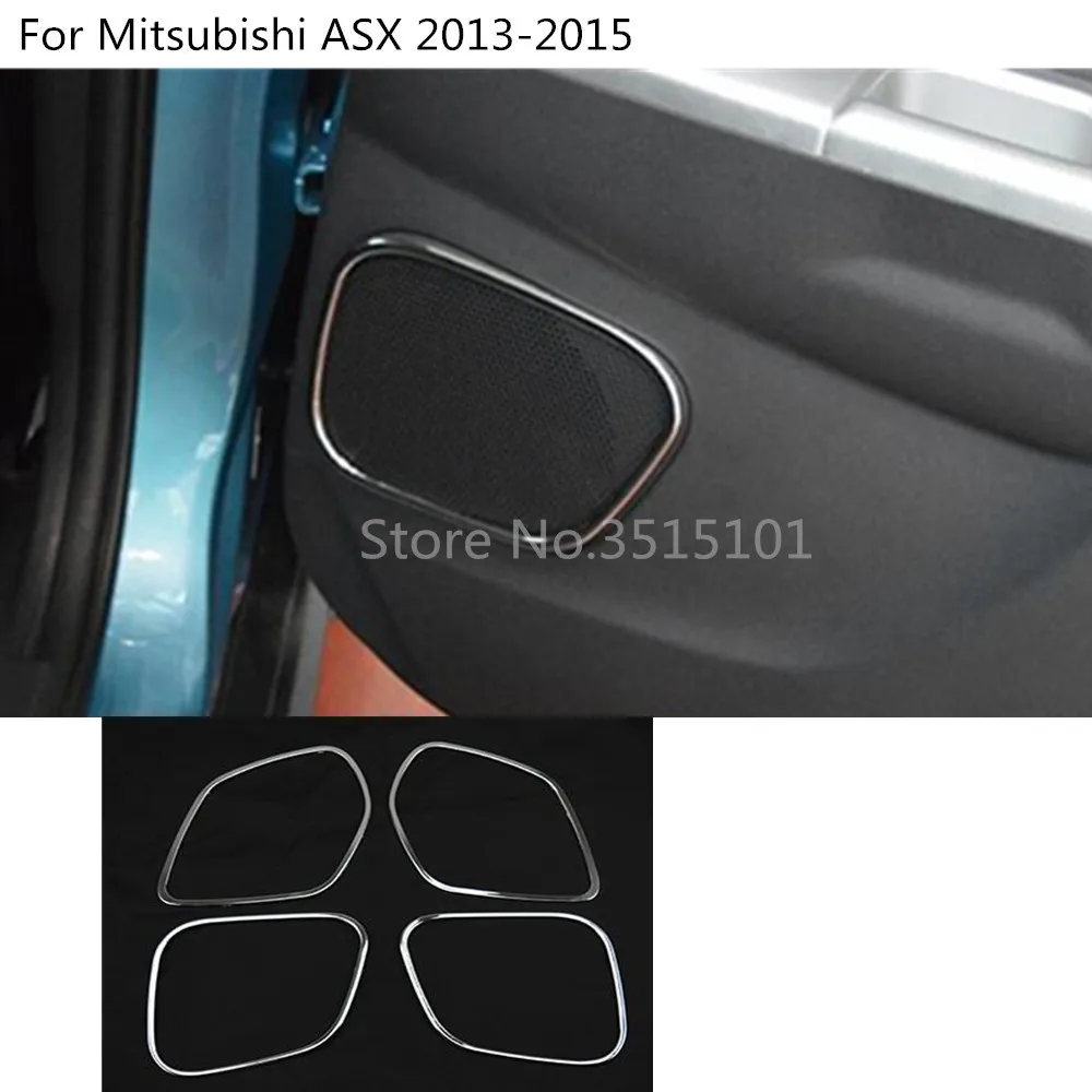 Car Door ABS Chrome Audio Speak Sound Cover Ring Circle Lamp Trim Stick 4PCs For Mitsubishi ASX 2013 2014 2015 2016 2017 2018