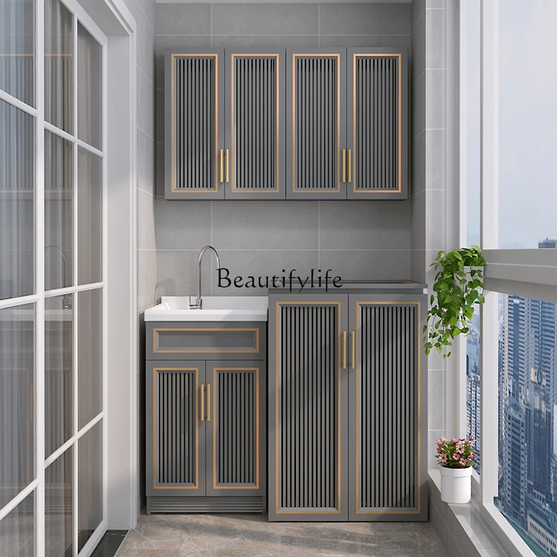 02*Balcony laundry significant other combination pool sink integrated upper flip pulsator washing machine cabinet