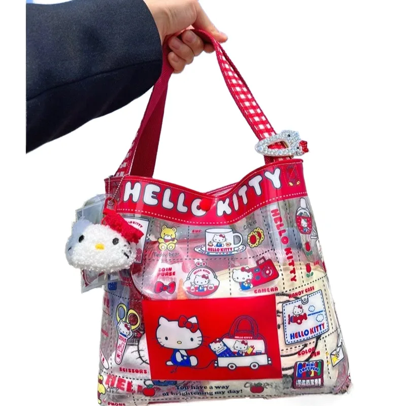 Sanrio Hello Kitty torebka o dużej pojemności Kawaii Anima Cute Cartoon wodoodporna torba na zakupy na ramię piękne zabawki prezenty dziewczyny