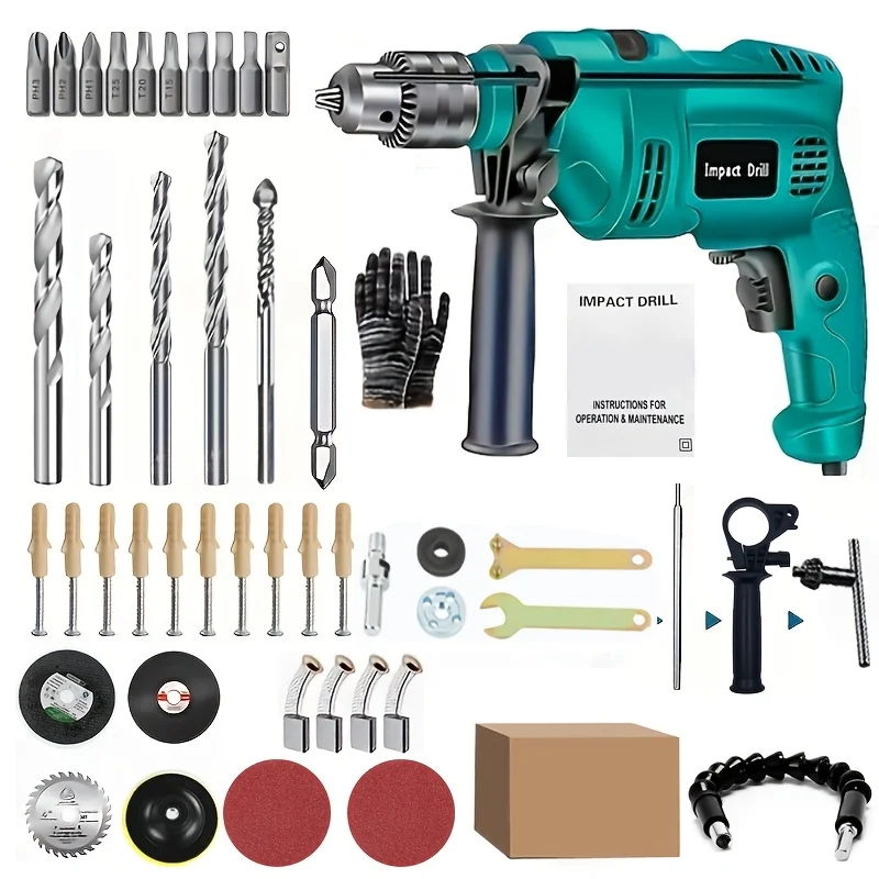 

Wired Multifunctional Electric Impact Drill, Percussion Drill, Plug-in Drilling Rig, Equipped with Drill Bits for Speed Regulation, Suitable for Electric Tools On Brick Walls, Concrete, Tiles, Walls And Stone, Perfect Family Gift for Fathers And Men