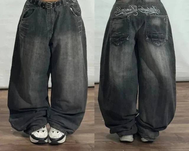 Streetwear New Vintage Letter Printing Washed Baggy Jeans Women Y2K Harajuku Hip Hop Popularne gotyckie spodnie z szeroką nogawką z wysokim stanem