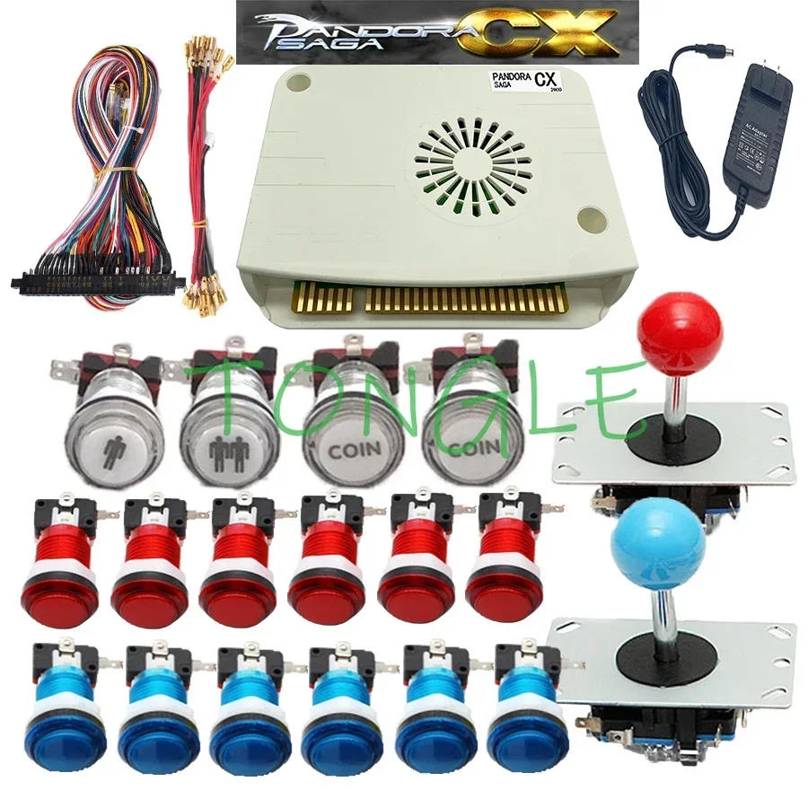 Arcade Kit for Pandora SAGA CX, JAMMA Board, Happ Button, Mame 5 Pin, 8 Way Joystick, Support Adapter, CRT 4 Players, 2800 in 1