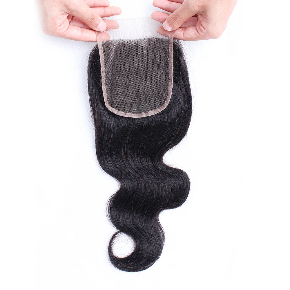 Perruque Lace Closure brésilienne naturelle, Body Wave, 4x4, 8-18 pouces, noir naturel, lot de 1/3/5, vente en gros, 100% cheveux humains