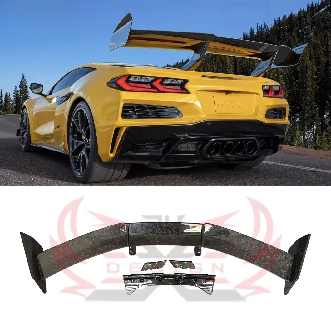

Dry Carbon Fiber ZR1 Style Rear Spoiler Tail Wing Fit for Corvette C8 ZR1 Z51 Bolt-On Easy Install Body Kit Parts