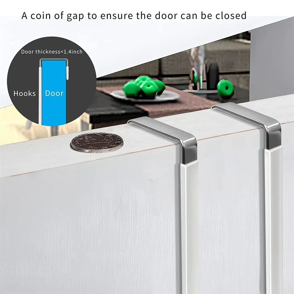 4PCS Rubbe Towel and Coats Hangers Nonstick and Non-punching Over the Door Hooks Bathroom Bedroom Kitchen Hanging Organizer