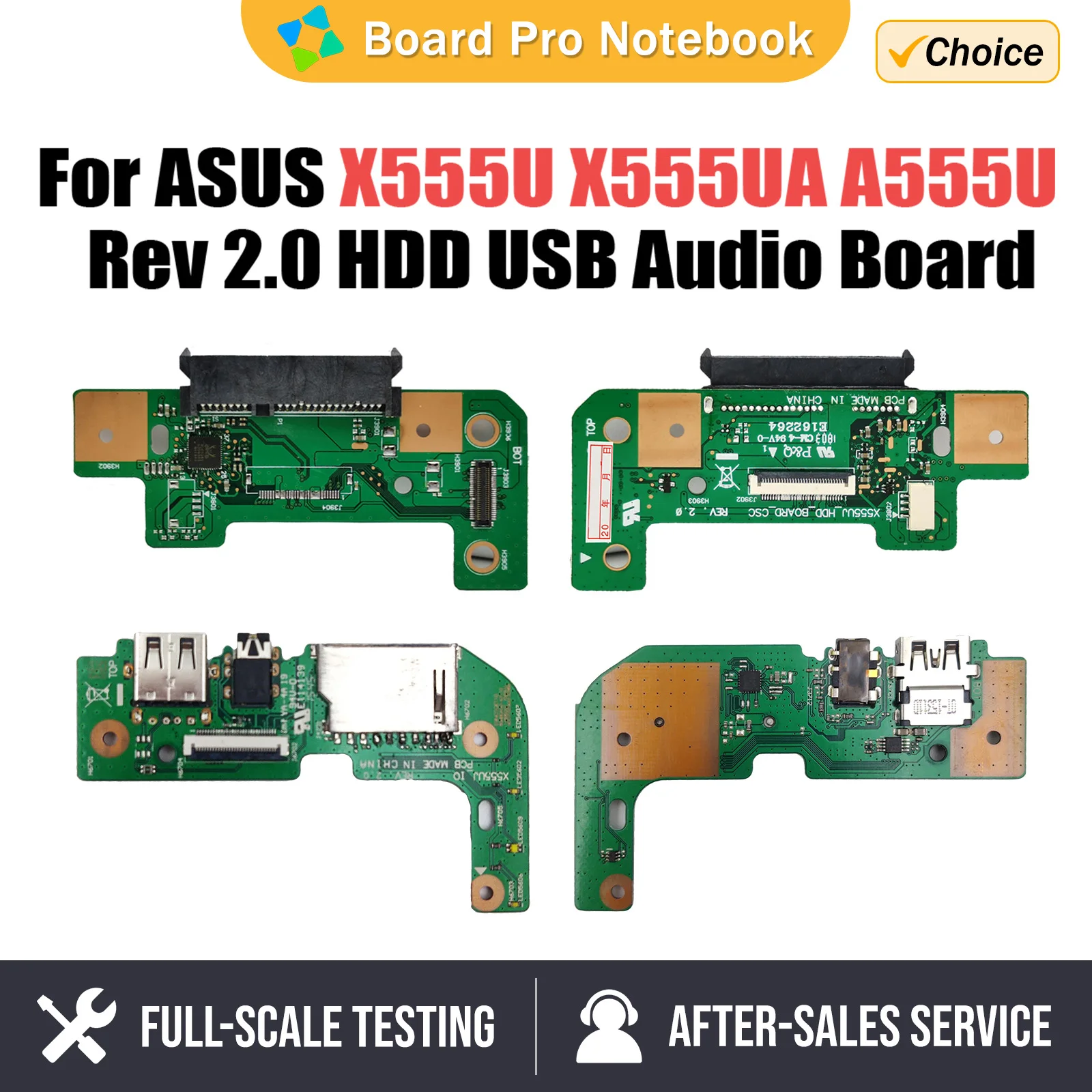 

Original For Asus X555U X555UA A555U F555U K555U X555UJ Rev 2.0 HDD Hard Disk Drive USB Audio Board 100% Tested Fast Ship