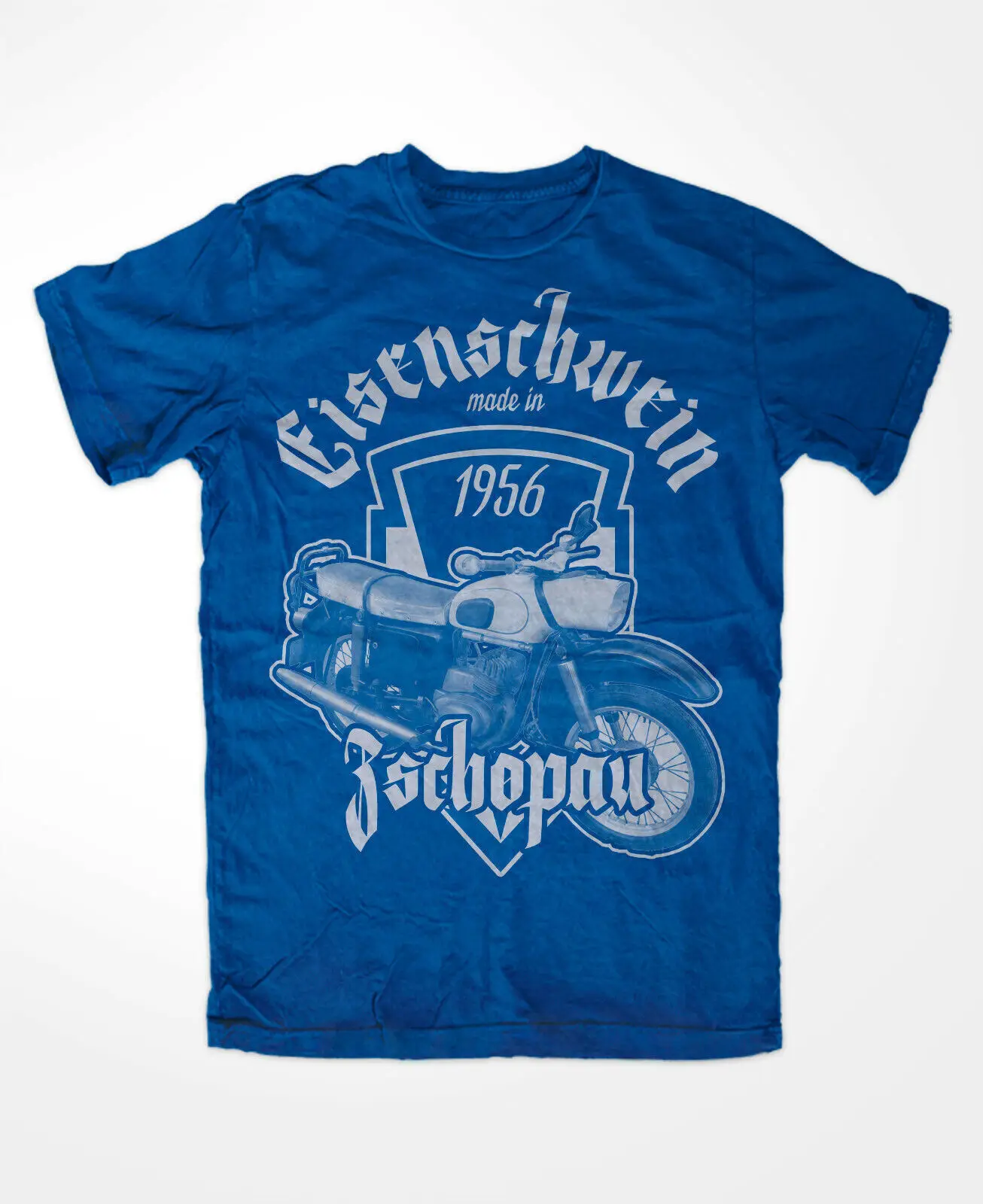 Iron Pig Zschopau T Shirt BLUE S50 S51 GDR Trabant Simson IFA VEB motorcycle