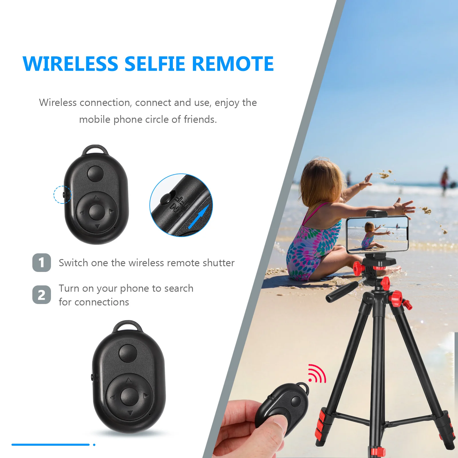 

2 Pcs Selfie Shutter Control Phone Wireless Remote Multifunction Black