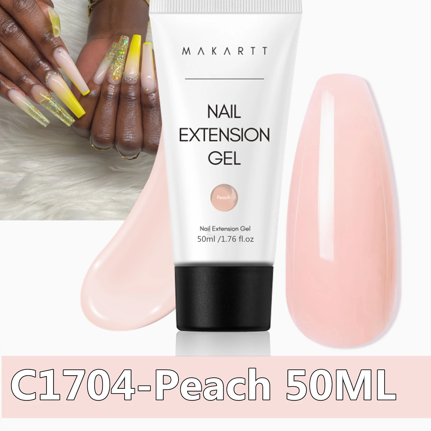 Makartt Poly Nails Acrygel, 50g Transparant/Roze/Nude Nagelverlengingsgel Glitter Builder Nagelgel voor trendy DIY nagelkunst