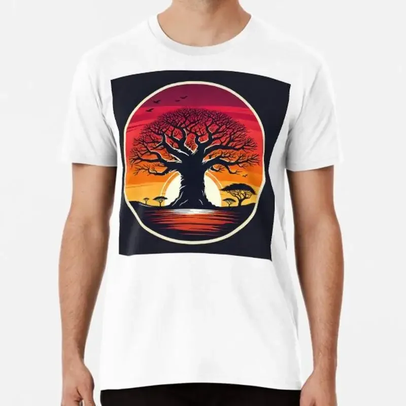 Baobab Tree Silhouette African Sunset in V S to 5XL Made the AU USA T Shirt