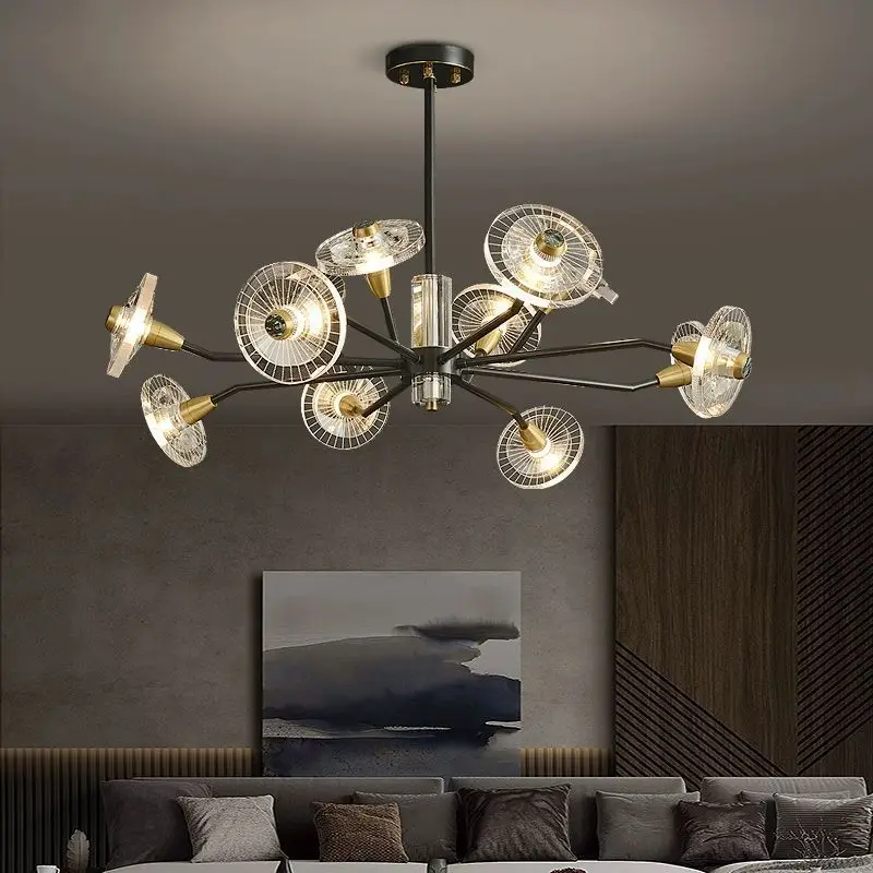 

All copper light luxury crystal shell living room chandelier creative dining room bedroom eye protection light