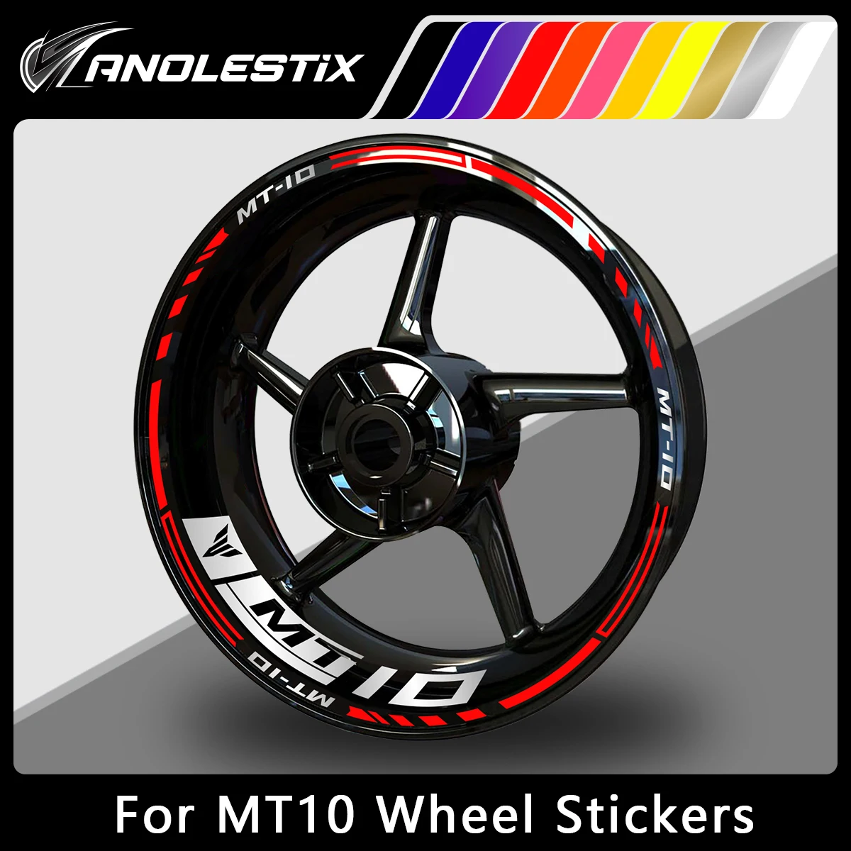 AnoleStix Reflective Motorcycle Wheel Sticker Hub Decal Rim Stripe Tape For YAMAHA MT-10 MT10