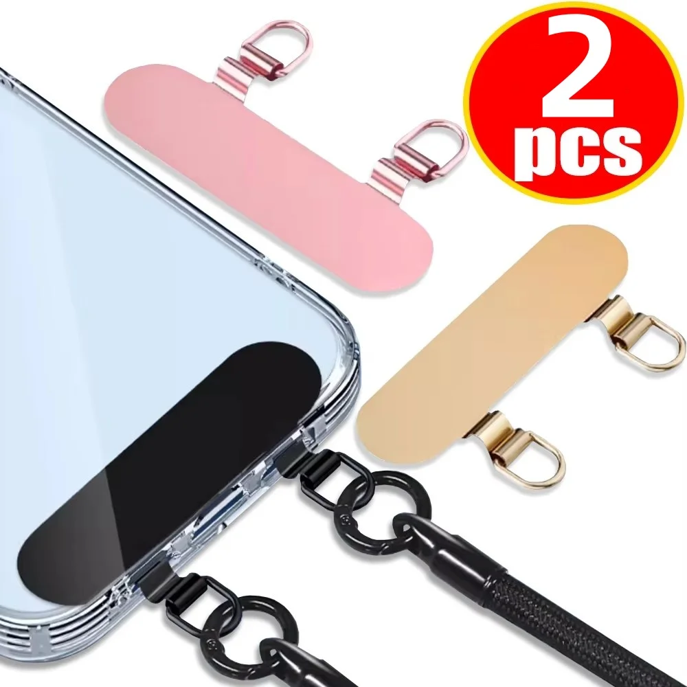 New Stainless Steel Phone Lanyard Patch Clips Metal Gasket Ultra-thin Replacement Cellphone Hanging Cord Tether Tabs Connect