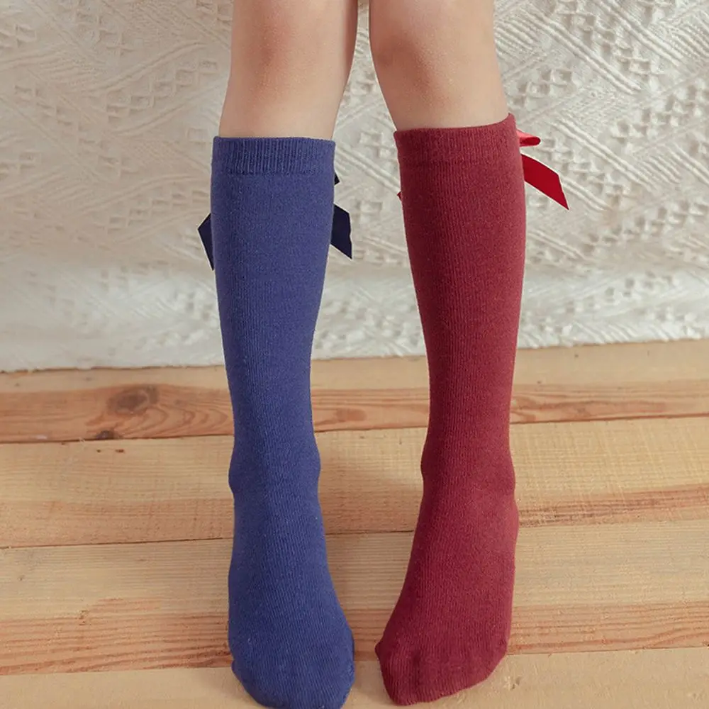 Baby Long Tube Socks Children Cotton Sock For Girls Knee High Sock Big Bows Kids Floor Socks 6-10Years