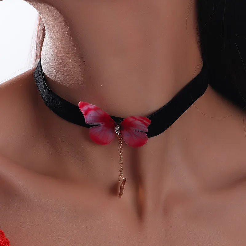 Aihua Sexy rote Samt-Choker-Halsketten für Frauen, Kristall-Herz-Halskette, Braut, Hochzeit, Party, Schmuck am Halskragen – Detail 16