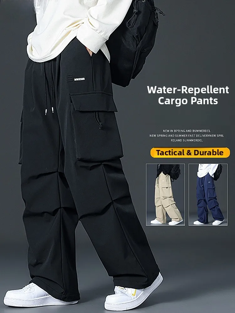

Мужские свободные брюки прямого кроя для работы, осенне-зимние, новая модель, большие размеры, черные, мягкие, модные брюки-карго для молодежи