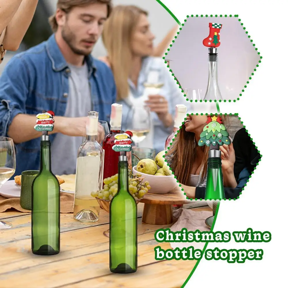 Santa Claus Wine Bottle Stopper Party Gift Christmas Bar Decor Sealed Fresh-keeping Christmas Series Wine Champagne Stopper