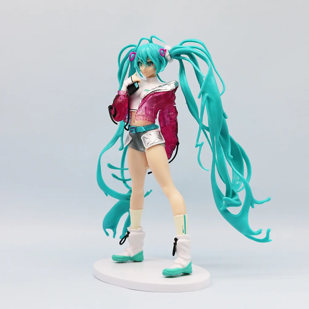 Hatsune miku anime figuras bonito 2d ação e personagens boneca dos desenhos animados ornamentos de mesa modelo presente aniversário das crianças 22cm