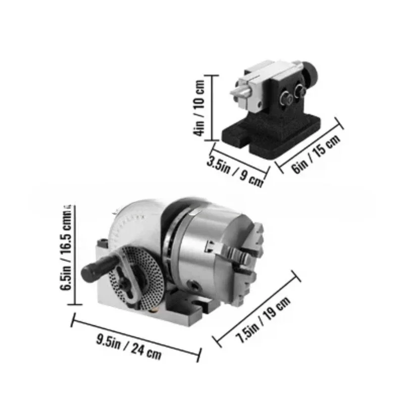 Dividing Head Milling Machine DividerPrecision Semi Universal with 3 Indexing Plates for MT2 Tailstock & 125mm 3 Jaw Chuck