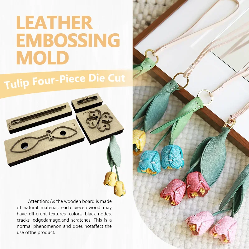 Leather Tulip Four-Piece Set Knife Template Convenient Operation Simple Durability Craft Cutting Tools for DIY Projects
