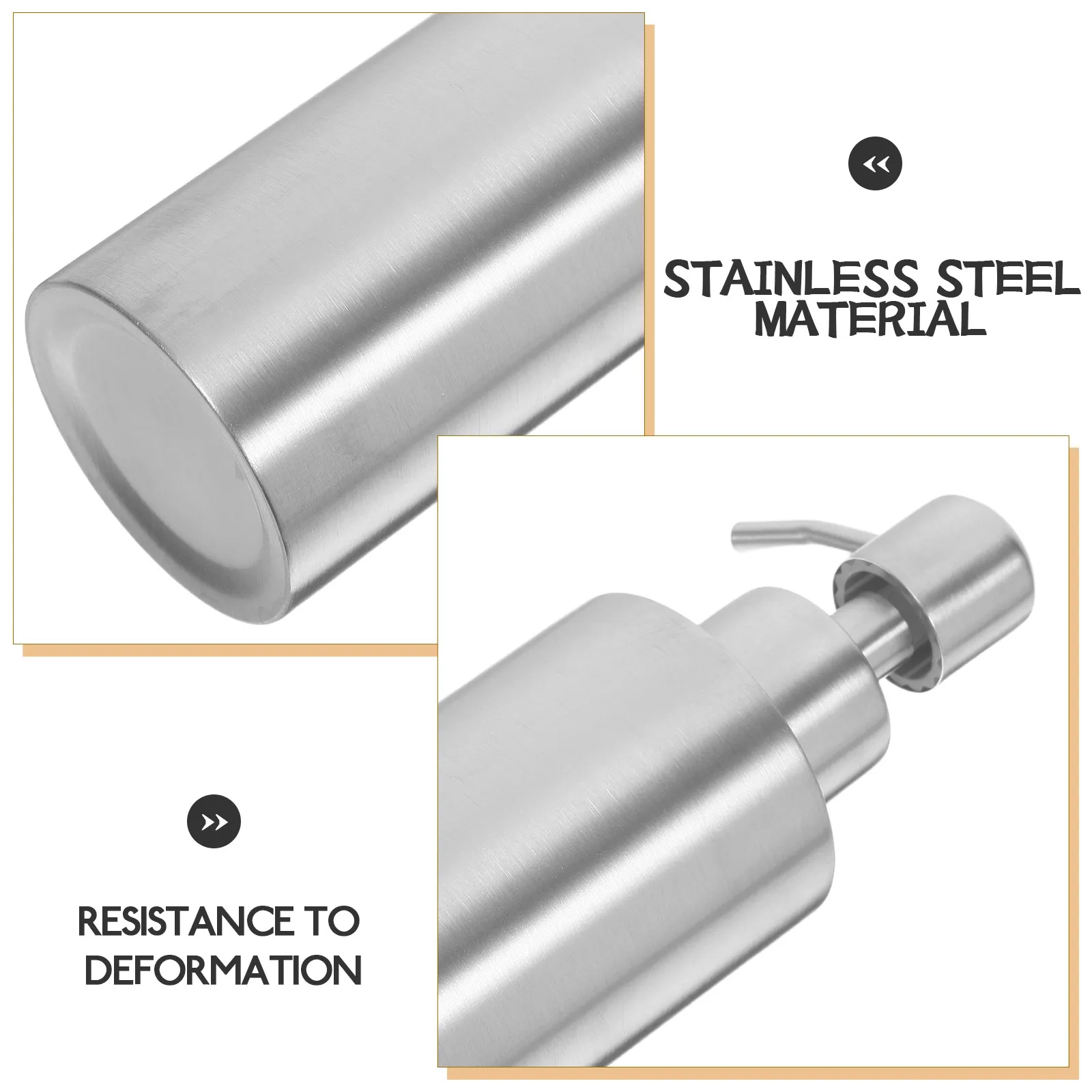 1Pcs Stainless Steel Lotion Dispenser 250Ml Silver Rust Proof Pump Suitable for Bathroom Home Bar Hand Sanitizer Storage