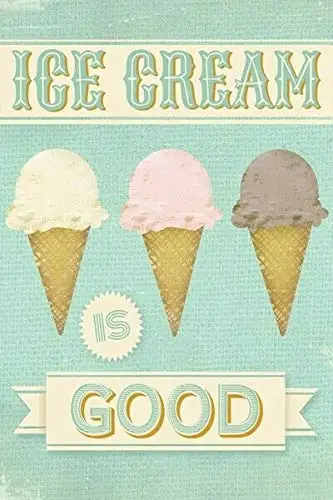 Ice Cream is Food Parlour Theme Vintage Retro Sign 8x12 Inch Decor Metal Tin Sign