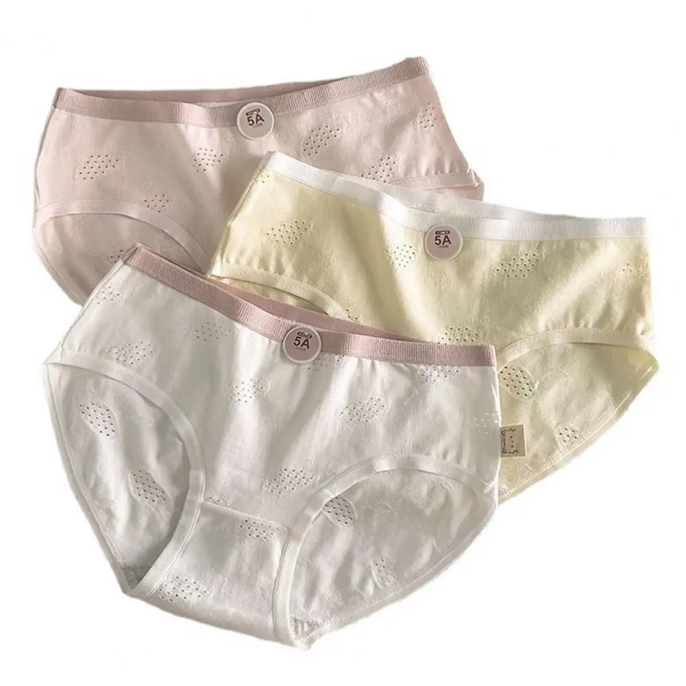 Women Cotton Briefs Underwear High Waist Underpants for High School Students Slim with Hollow Out Design