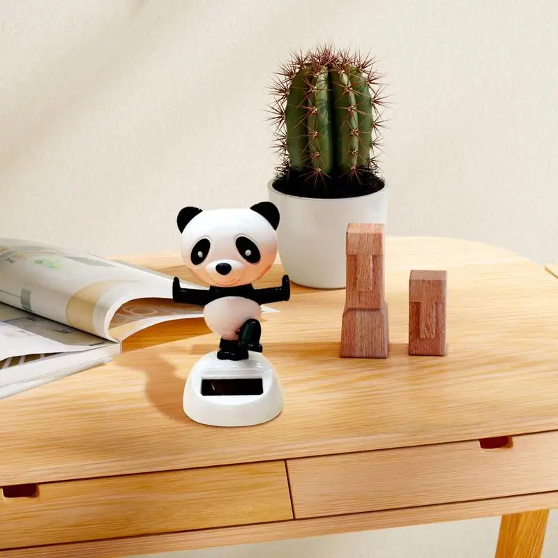 Cartoon Panda Dancing Doll Solar Powered Swinging Toys Solar Panels Auto Interior Decoration For Work Areas Cars Bedrooms