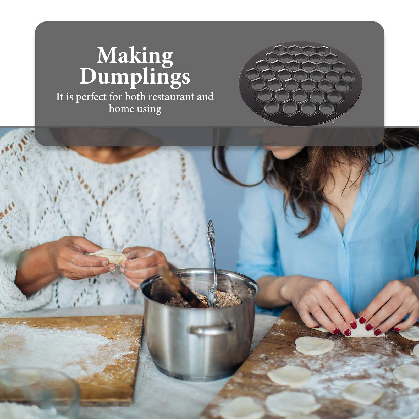 

37 Hole Dumpling Maker Mold for Jiaozi Press Zinc Alloy Reusable Kitchen Tool Fast Easy to Use Home and Restaurant Use