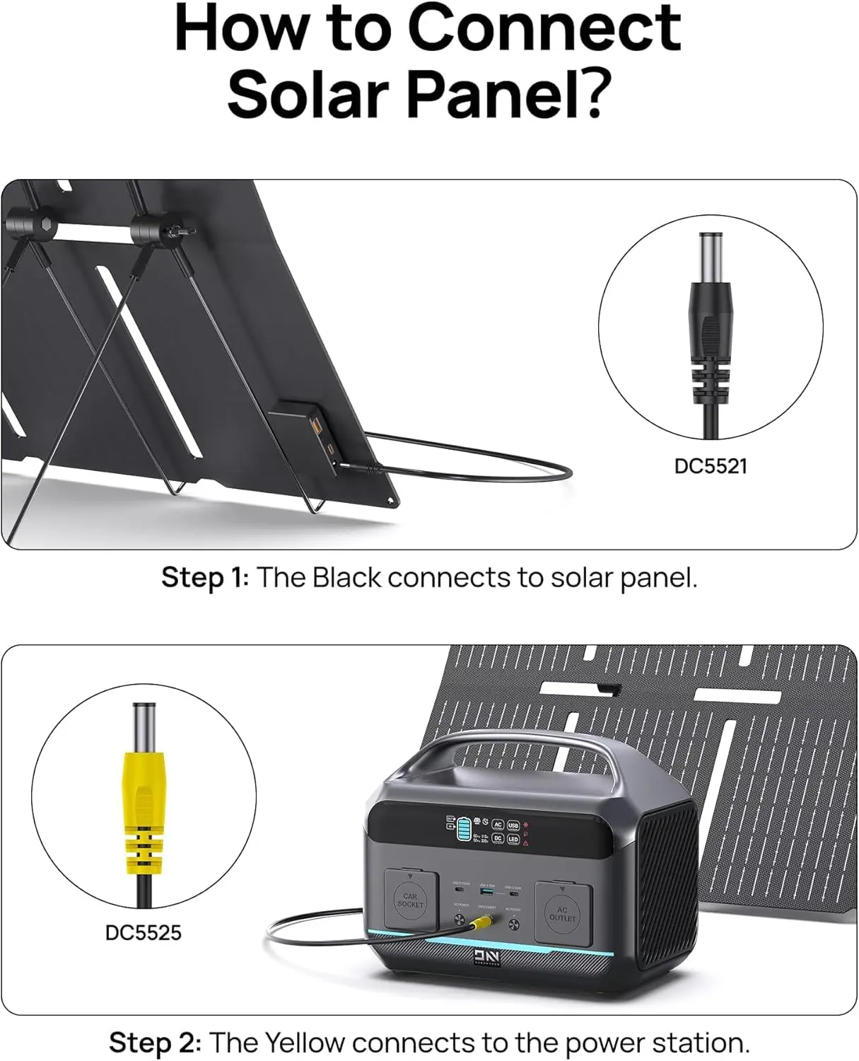Portable Power Station 600W (1200W Surge) with 100W Solar Panel Included, 576Wh LiFePO4 Electric Generator, 1Hr, Customized